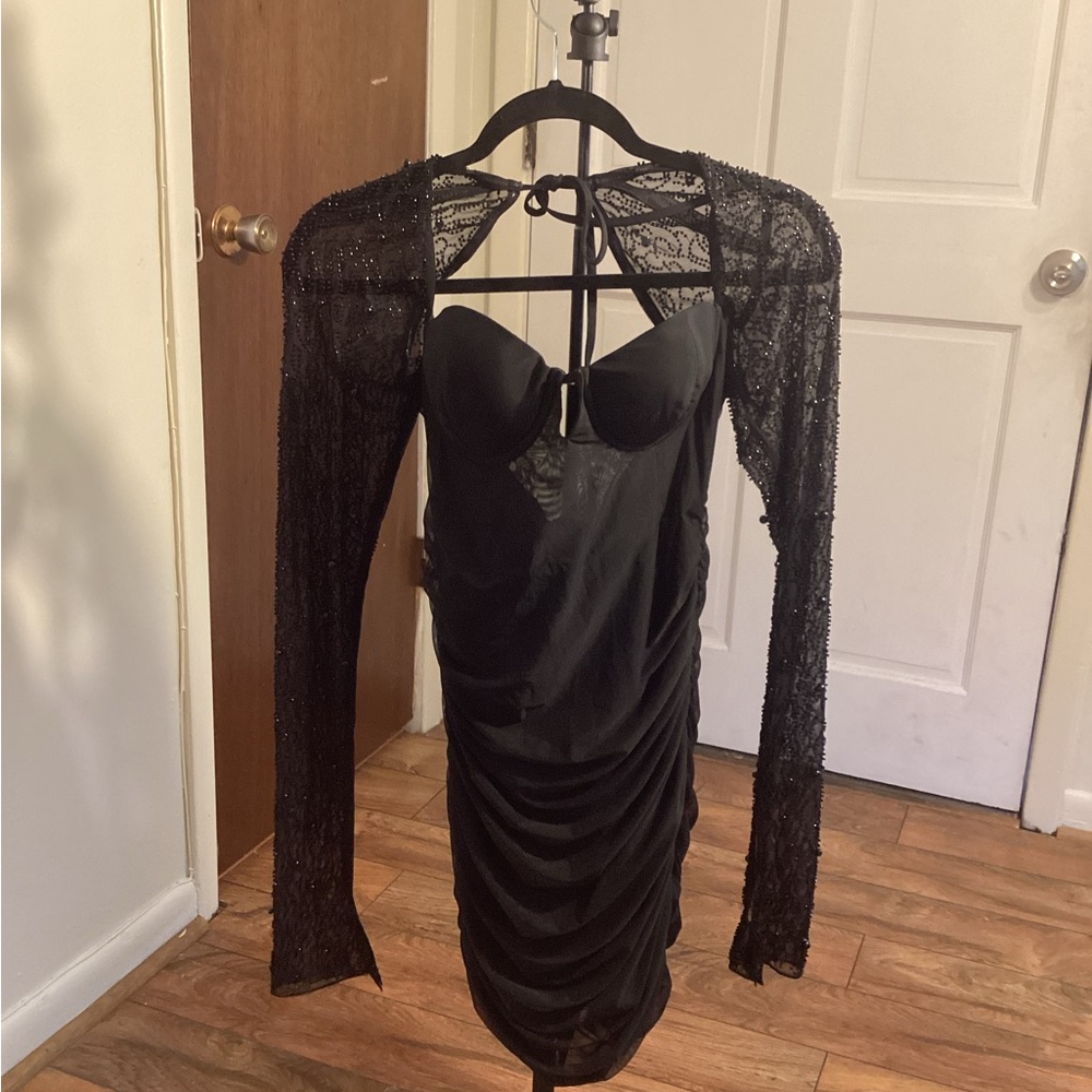 Elegant Black ruched dress